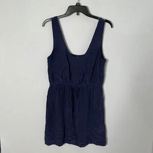 Joie Blue Silk Chariot Tie Front Mini Dress